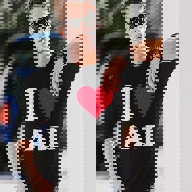 Red Heart I Love Ai 長袖Tシャツ 彼への贈り物