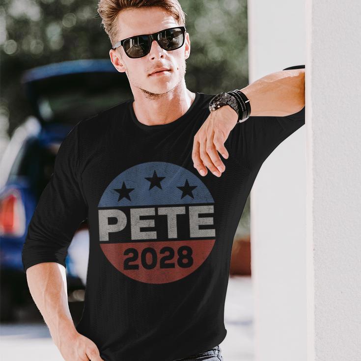 Retro Pete 2028 Pete Buttigieg Para Presidente 2028 Camiseta de manga larga Regalos para él