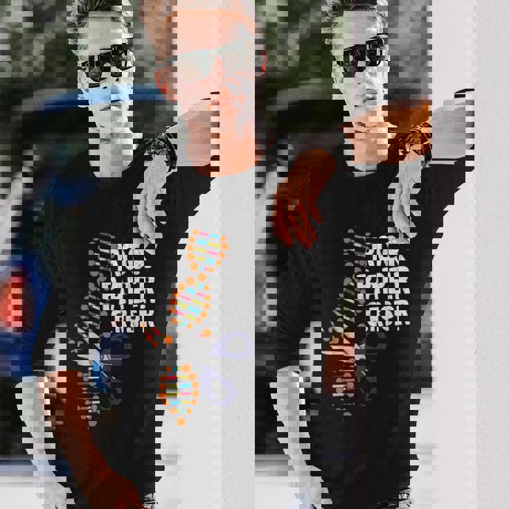 Rock Paper Crispr Dna 生物学者 遺伝子工学 長袖Tシャツ 彼への贈り物