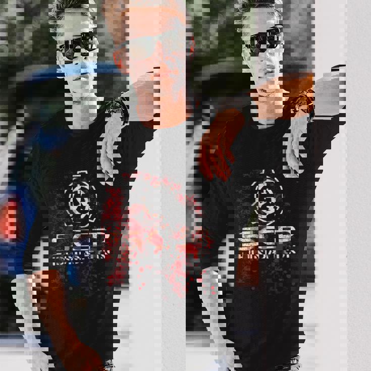 Scp、財団、血で 長袖tシャツ 長袖Tシャツ 彼への贈り物