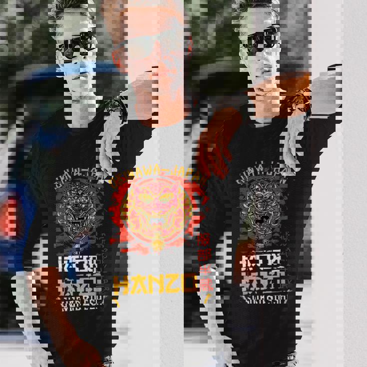 Warrior Warrior 沖縄 日本 はっとり 半蔵 剣と寿司 長袖Tシャツ 彼への贈り物