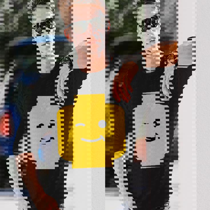 Winking Winky Face ミニフィグ ブリックトイtシャツ 長袖Tシャツ 彼への贈り物