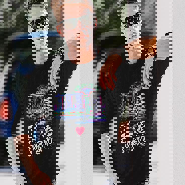 「I Loveingapore Citykyline」とマーライオンのデザイン。 長袖Tシャツ 彼への贈り物