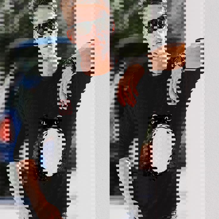 【かゑるまにあ】不機嫌な蛙 日本の侍カエル 浮世絵 かえる 日本禅美術 伝統芸術 松本奉時 ヴィンテージ タトゥーアート 長袖Tシャツ 彼への贈り物