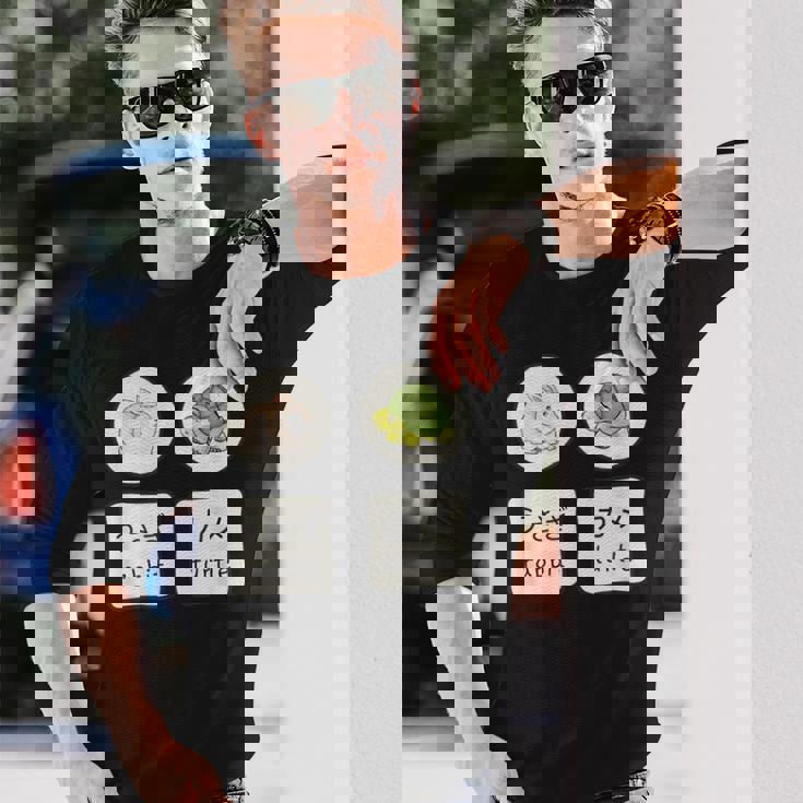 うさぎと亀の日本語かなと英単語かわいい 長袖Tシャツ 彼への贈り物