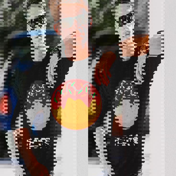 おもしろたこ焼き 日本料理 大阪料理 ひらがな 文字 長袖Tシャツ 彼への贈り物