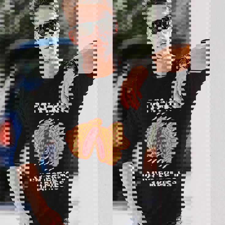 かわいいたい焼き料理は幸せの秘密 たい焼き好き。 長袖Tシャツ 彼への贈り物