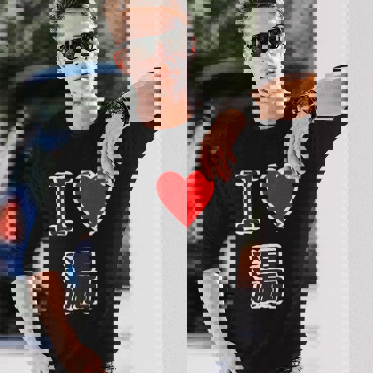 アイラブ・湯【変なデザイン屋さん】温泉 お風呂 銭湯 お土産 旅行 ハート スタッフ メッセージ・面白い デザイン 長袖Tシャツ 彼への贈り物