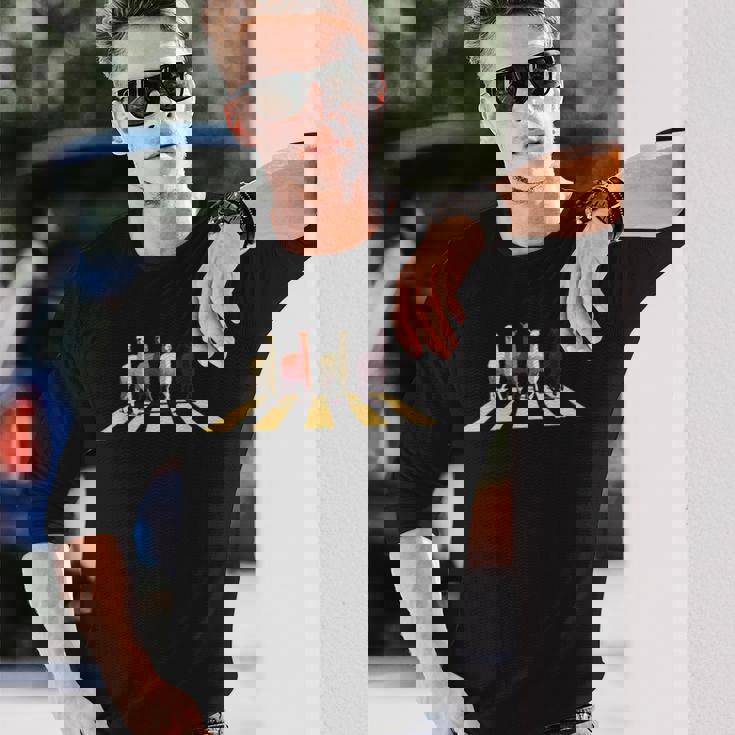 アビーストリートロードを横断する面白いラマアルパカ 長袖Tシャツ 彼への贈り物