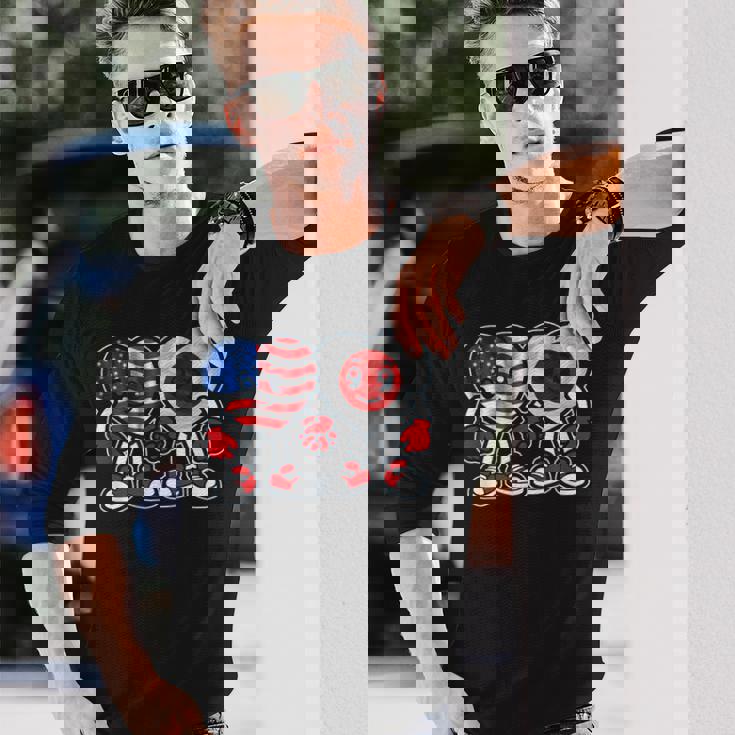 アメリカと日本 ハート フレンドシップ 長袖Tシャツ 彼への贈り物