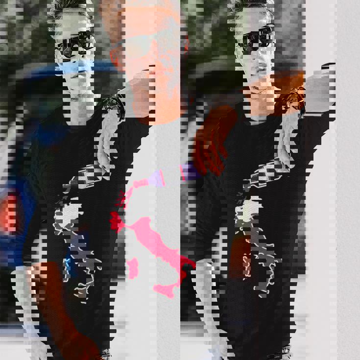 イタリアワインシャツ 地図 イタリアバケーション 長袖Tシャツ 彼への贈り物