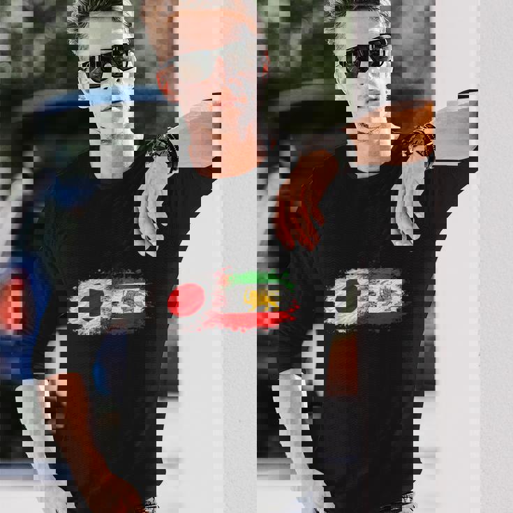 イランと日本一緒、半分日本人、半分イラン人 長袖Tシャツ 彼への贈り物