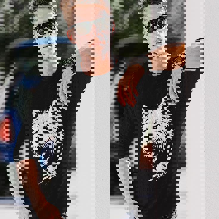 ウエスト ハイランド ホワイト テリア ピーキングドッグ ウェスティ デザイン 長袖Tシャツ 彼への贈り物