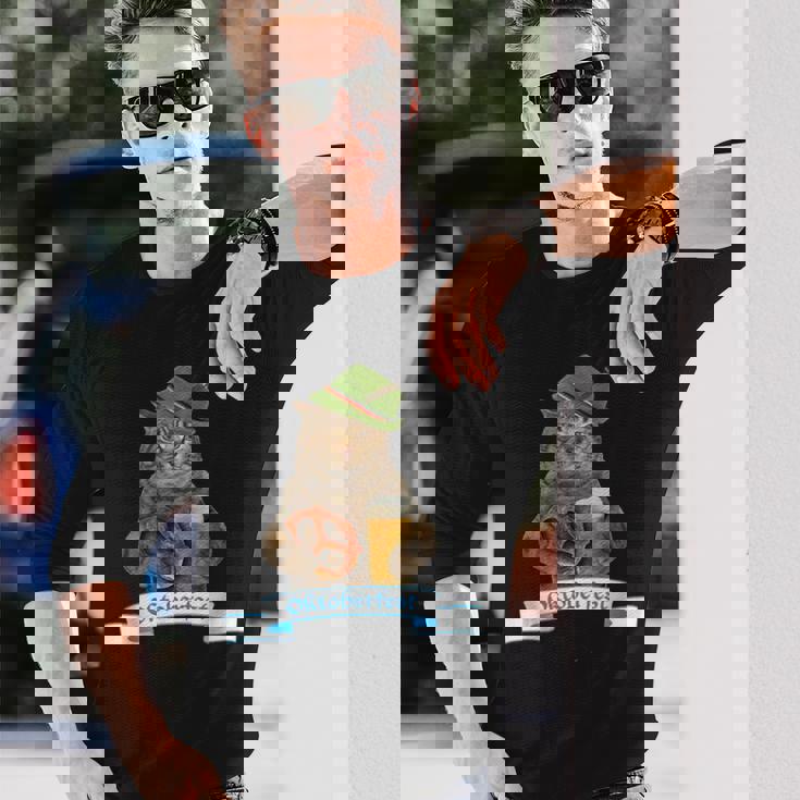 オクトーバーフェスト 猫 ドイツビール 長袖tシャツ 長袖Tシャツ 彼への贈り物