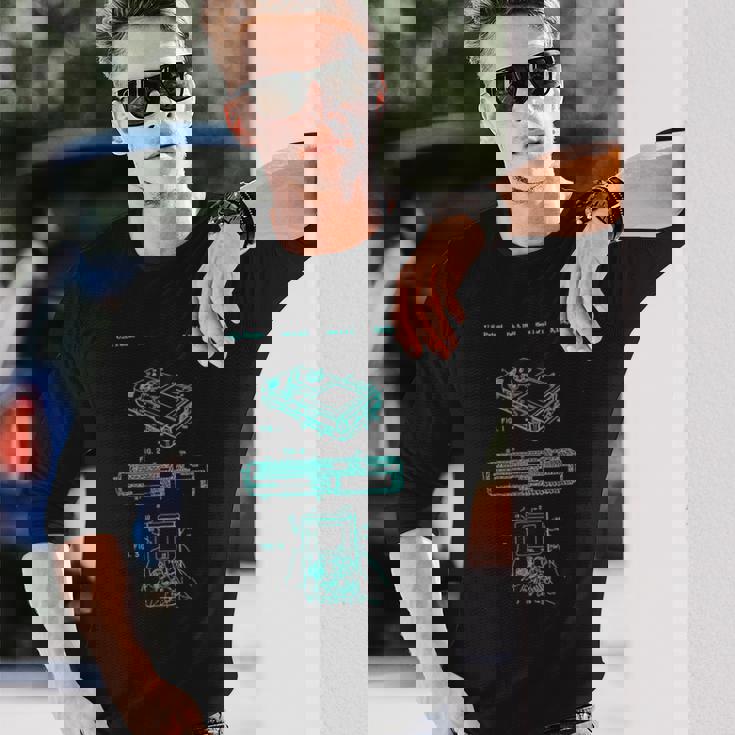 オタクレトロハンドヘルドビデオゲーム特許90年代ゲーマーオタク 長袖Tシャツ 彼への贈り物