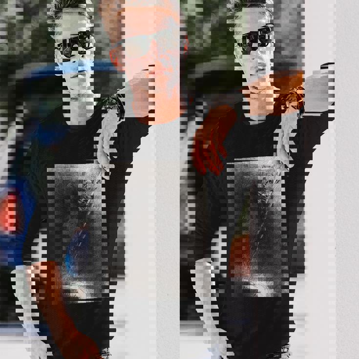 オディロン・ルドン著「そして彼にかかった彼の名は死だった」 長袖Tシャツ 彼への贈り物