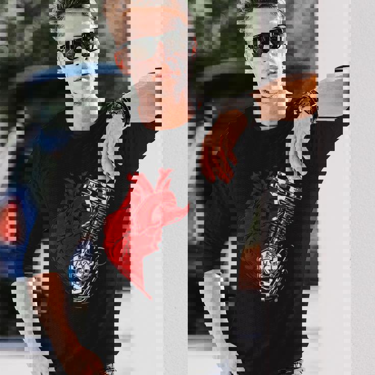 オートバイ エンジン バイカー アンチバレンタインデー 面白いグラフィック 長袖tシャツ 長袖Tシャツ 彼への贈り物