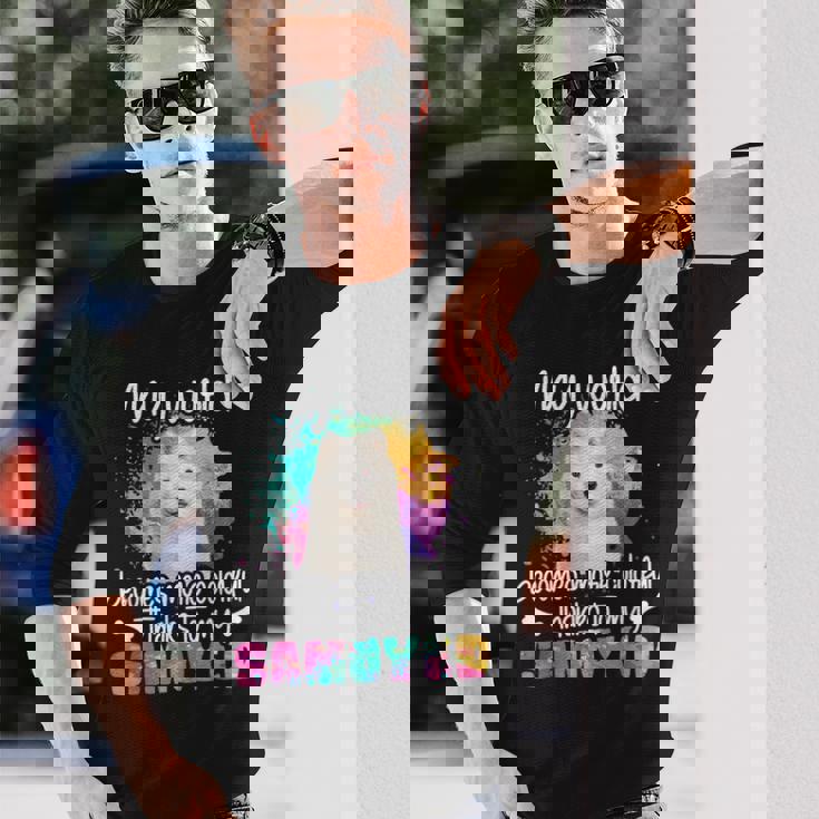 カラフルな世界 サモエド 犬 前足 犬のママ 服 ママ サモエドのアクセサリー 犬の学校 犬の飼い主 長袖Tシャツ 彼への贈り物