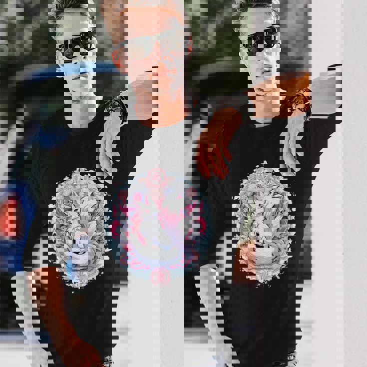 キツネ かわいい コスチューム 九尾狐 ドラゴンズ 長袖Tシャツ 彼への贈り物