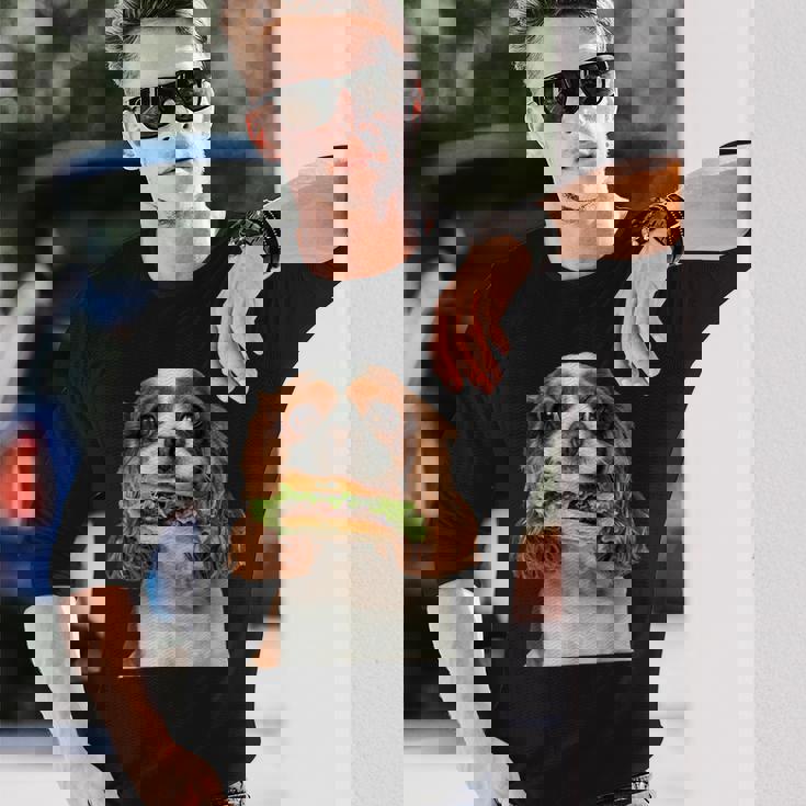 キャバリア・キング・チャールズ・スパニエル・バーガー 長袖Tシャツ 彼への贈り物