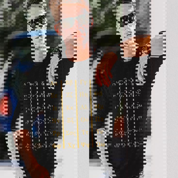 ギリシャアルファベット文字 ギリシャ語愛好家 長袖tシャツ 長袖Tシャツ 彼への贈り物
