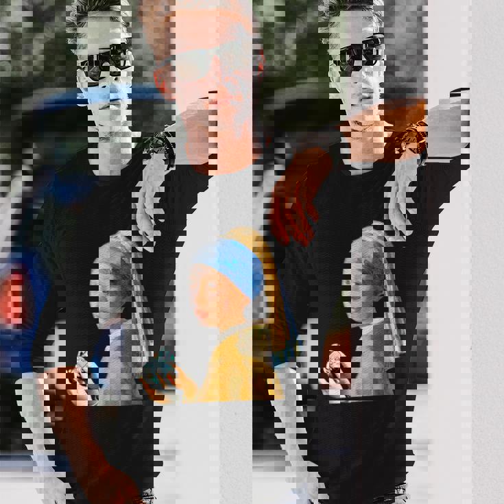 ゲーム モナリザ 面白いtシャツ ゲーマー ネタ 入り メンズ おもしろ 面白い 服 フェルメール グッズ 長袖Tシャツ 彼への贈り物