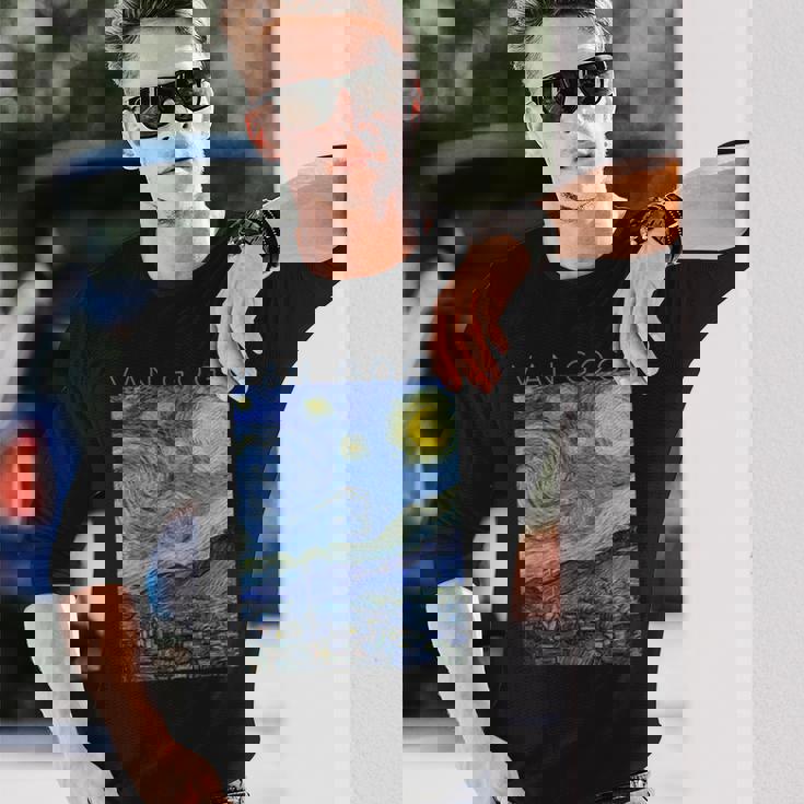 ゴッホ 星月夜 芸術家のためのアート 長袖tシャツ 長袖Tシャツ 彼への贈り物