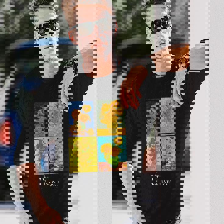 ゴッホの有名な芸術絵画 ひまわりvan Gogh 長袖Tシャツ 彼への贈り物