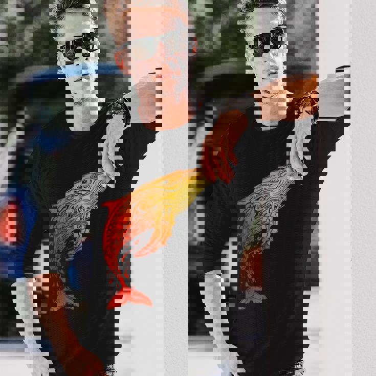 ザトウクジラ ネイティブ ハワイアン ハワイアン トライバル 長袖Tシャツ 彼への贈り物