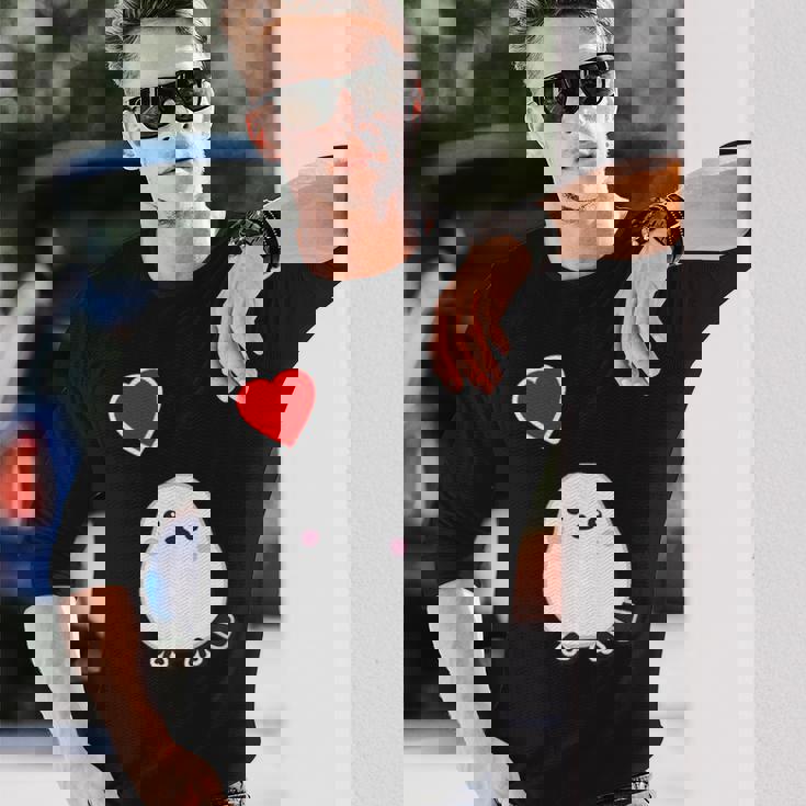 シマエナガ『ハート』白い鳥【どうぶつフレンズ】動物 ゆるくて かわいい 長袖Tシャツ 彼への贈り物