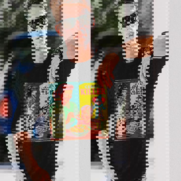 シリアルシリアルキラー音声しゃれミッドセンチュリー広告ユーモア 長袖Tシャツ 彼への贈り物