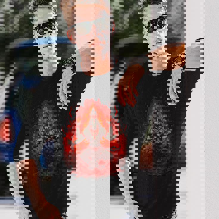 シヴァ神 破壊者 火の瞑想 ヒンドゥー教の神 ヒンドゥー教 長袖Tシャツ 彼への贈り物