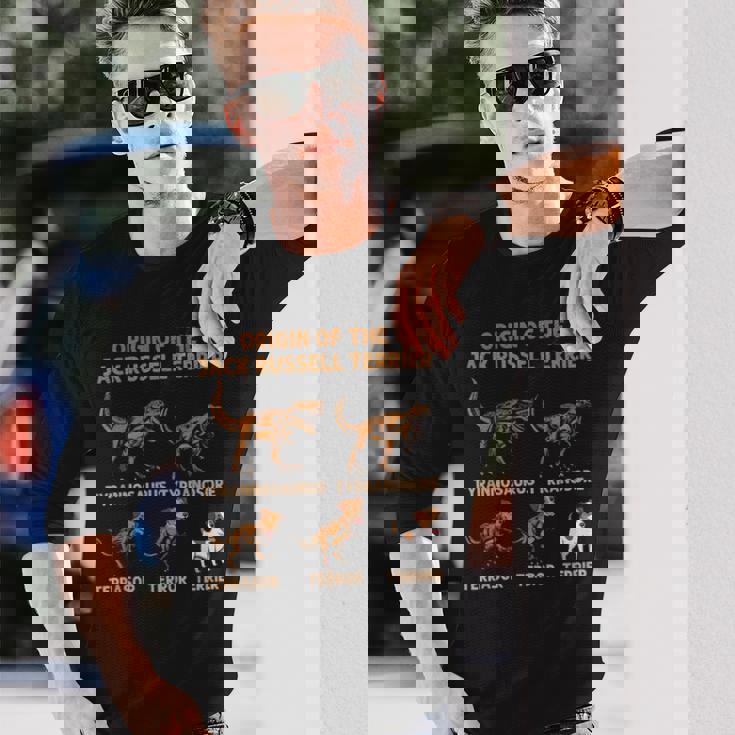 ジャック・ラッセル・テリア進化史犬の起源 長袖Tシャツ 彼への贈り物