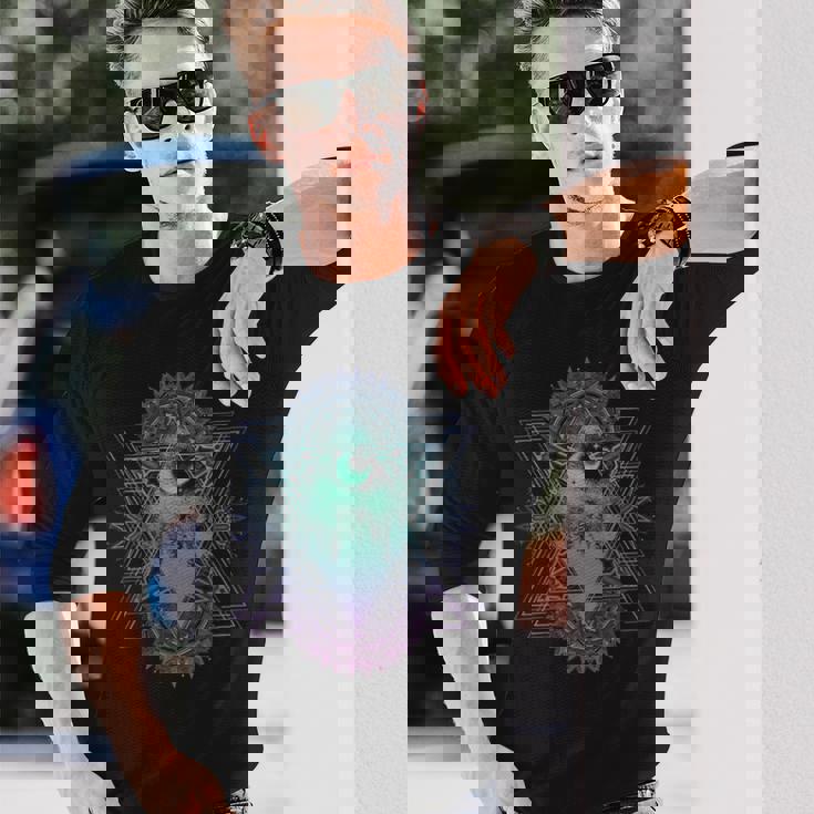 スピリチュアルと密教のマジカルサイケデリックマンダラ 長袖Tシャツ 彼への贈り物