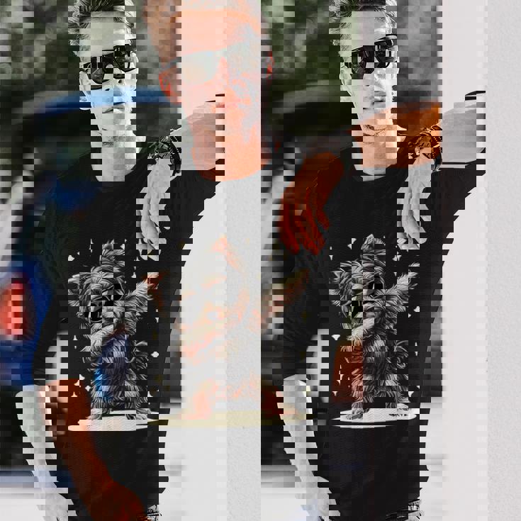 ダビング・ヨークシャー・テリア・ヨーキーズ・ヨーキー・ドッグ 長袖Tシャツ 彼への贈り物