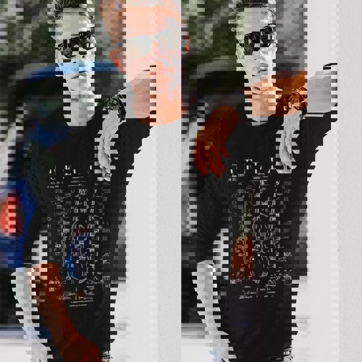 チェロ ヴィンテージ 特許 チェリスト 描画 プリント 長袖Tシャツ 彼への贈り物