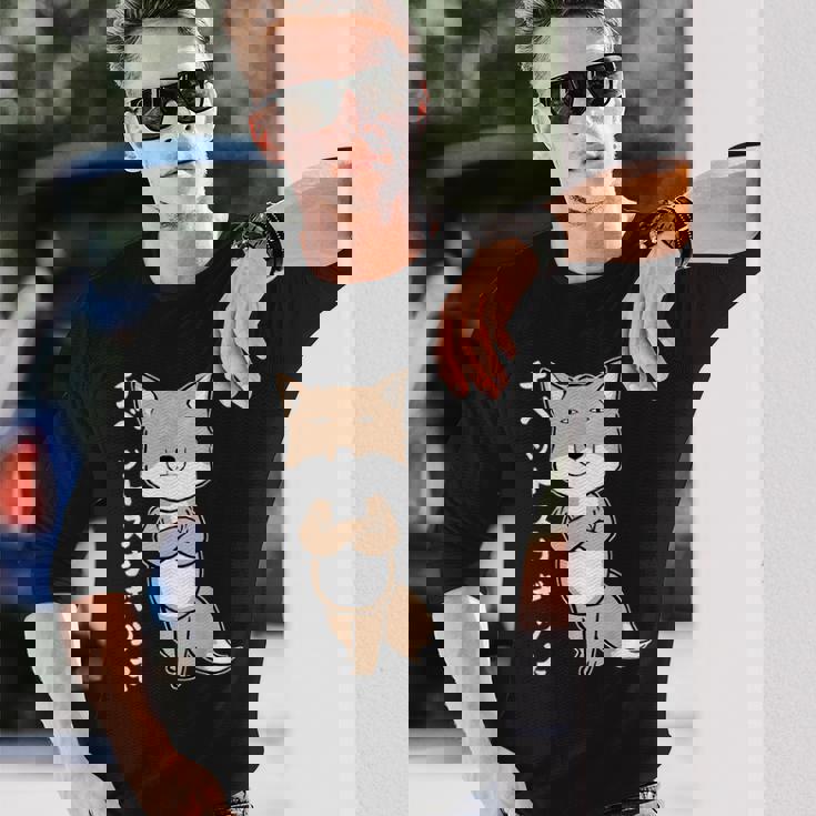 チベットスナギツネ スナギツネ チベスナ顔 きつね 狐の仲間 顔 目が死んでる 動物 イラスト 長袖Tシャツ 彼への贈り物