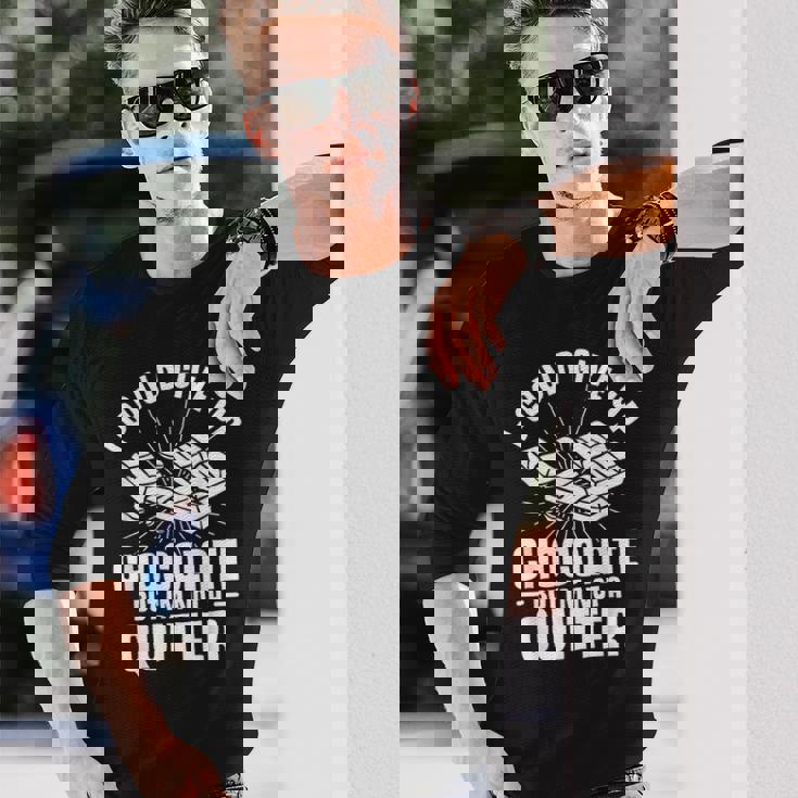 チョコレートはあきらめることができたけど禁煙者じゃない 長袖Tシャツ 彼への贈り物