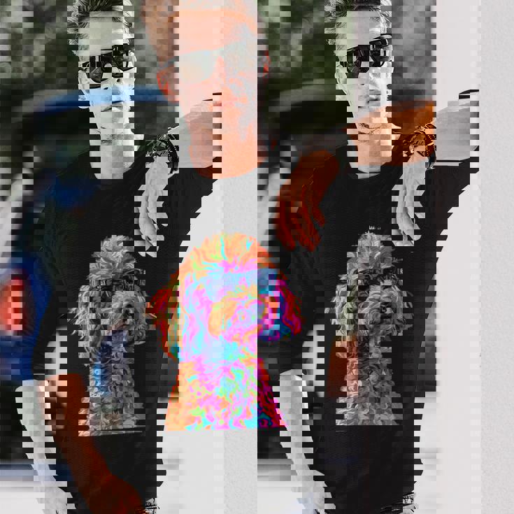 トイプードル愛好家デザイン ポップアート 面白いトイプードル 犬 長袖tシャツ 長袖Tシャツ 彼への贈り物