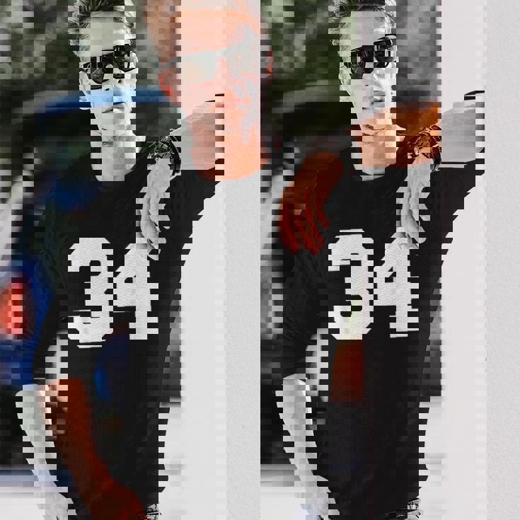 ナンバー34 スポーツジャージプレーヤー 34 ファン フロントプリント ヴァーシティ 長袖Tシャツ 彼への贈り物