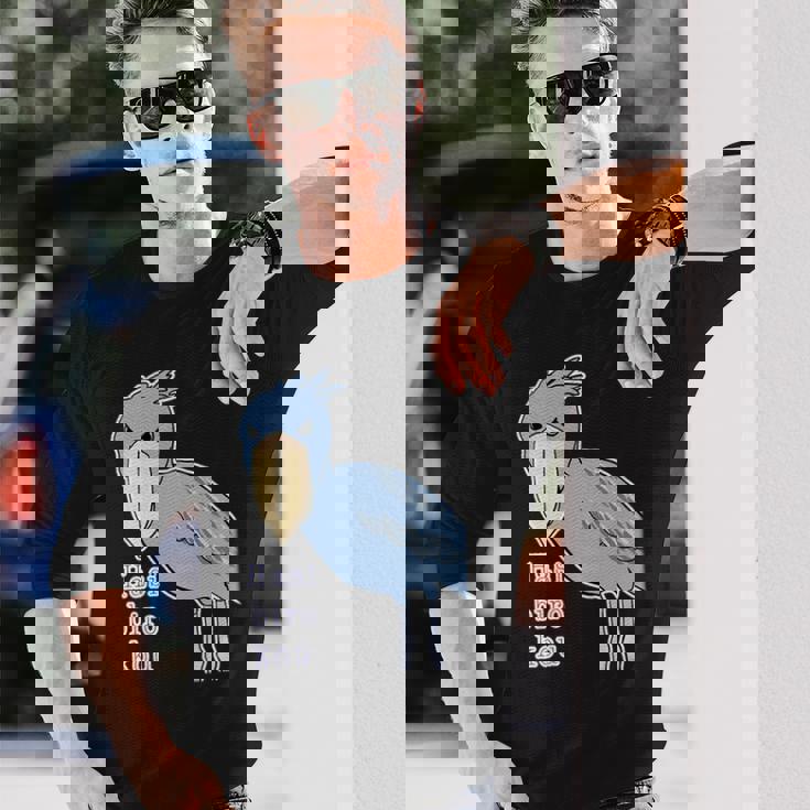 ハシビロコウさん『ビッグ プリント』青い鳥【どうぶつフレンズ】ゆるくて かわいい 動物園 長袖tシャツ 長袖Tシャツ 彼への贈り物