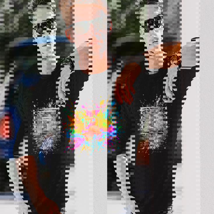 バスケットボール バスケ 面白tシャツ カラフル ゴール おもしろ 服 バスケ部 グッズ ネタ メンズ 長袖Tシャツ 彼への贈り物