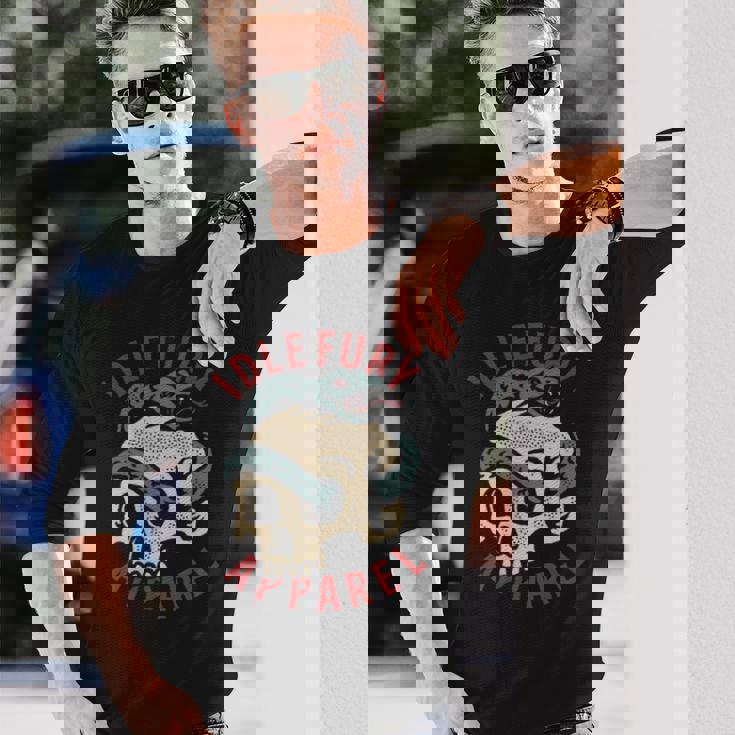 バック プリントを見る Idle Furykull &Nake ビンテージ クラシック スカル ヘビ タトゥー 長袖Tシャツ 彼への贈り物