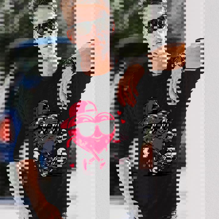 バレンタイン サッカー ハート ドリップ スポーツ 愛 バレンタインデー 男の子 長袖Tシャツ 彼への贈り物