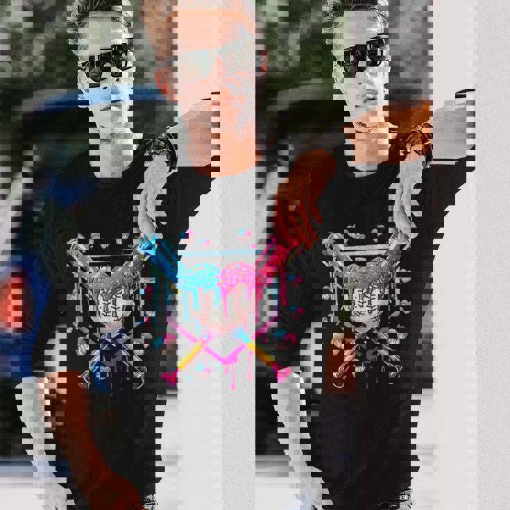 バレンタイン 野球 ハート 滴る アイスクリーム ミニハート 長袖Tシャツ 彼への贈り物