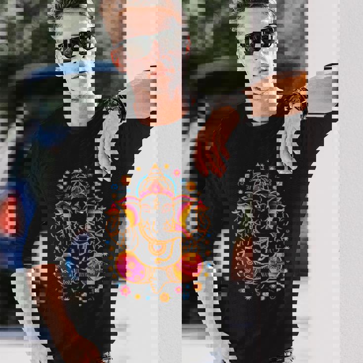 ヒンドゥー教 ガネーシャ プージャ 象 神 インド 瞑想 ヨガ ムルティ 長袖Tシャツ 彼への贈り物