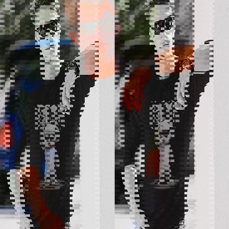 ビションフリーゼ ロックミュージック レトロ ヴィンテージ 犬好き 長袖Tシャツ 彼への贈り物