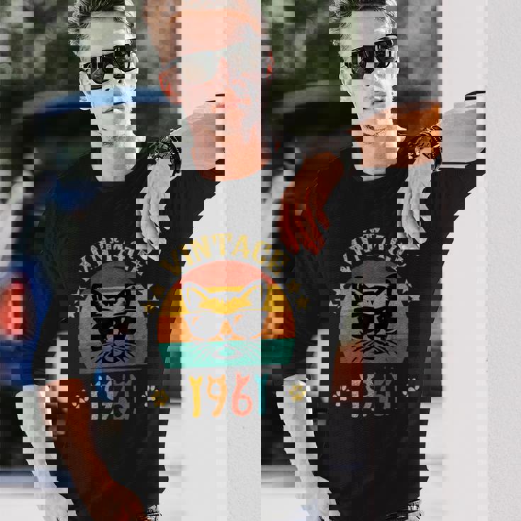 ビンテージファニーキャットシャツ 誕生日プレゼント 1961 メンズ レディース 65歳 長袖Tシャツ 彼への贈り物