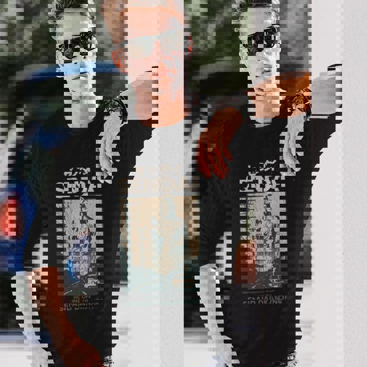 ビンテージ仙台大観音日本観光ポスター 長袖tシャツ 長袖Tシャツ 彼への贈り物