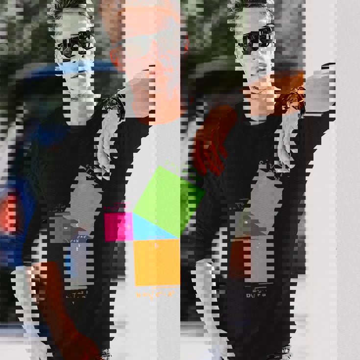 ピタゴラスの定理 教師と生徒のための数学の数式 長袖Tシャツ 彼への贈り物